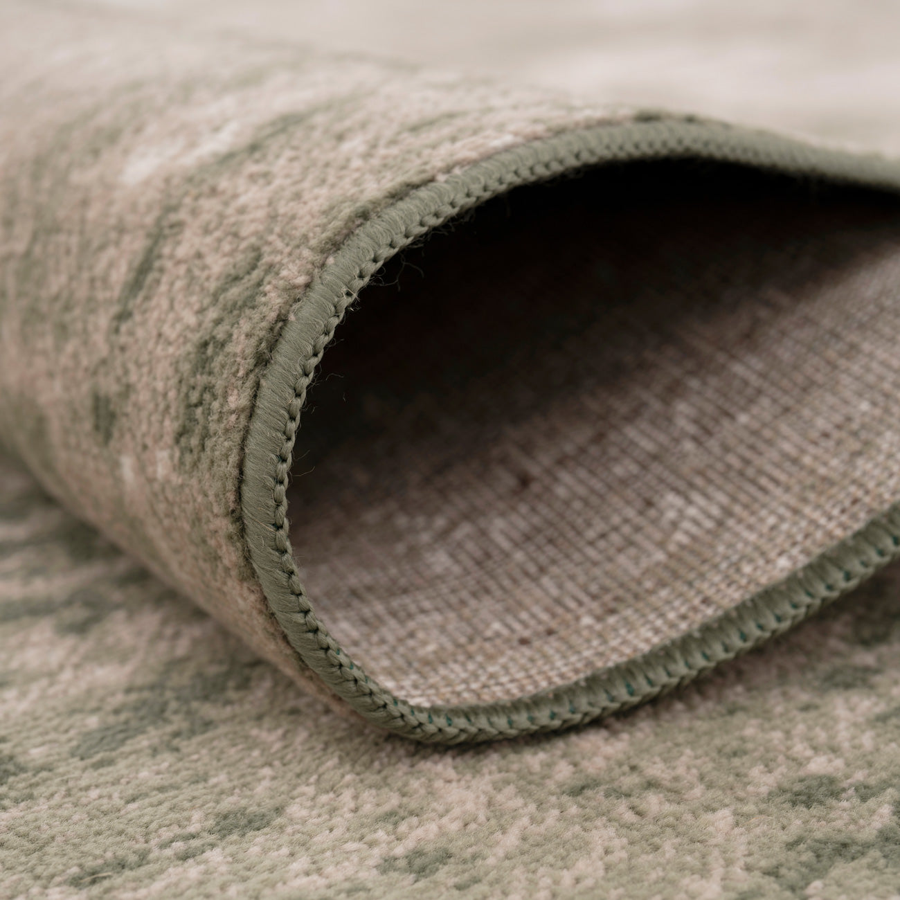 Muted Green Abstract Runner - Jasper