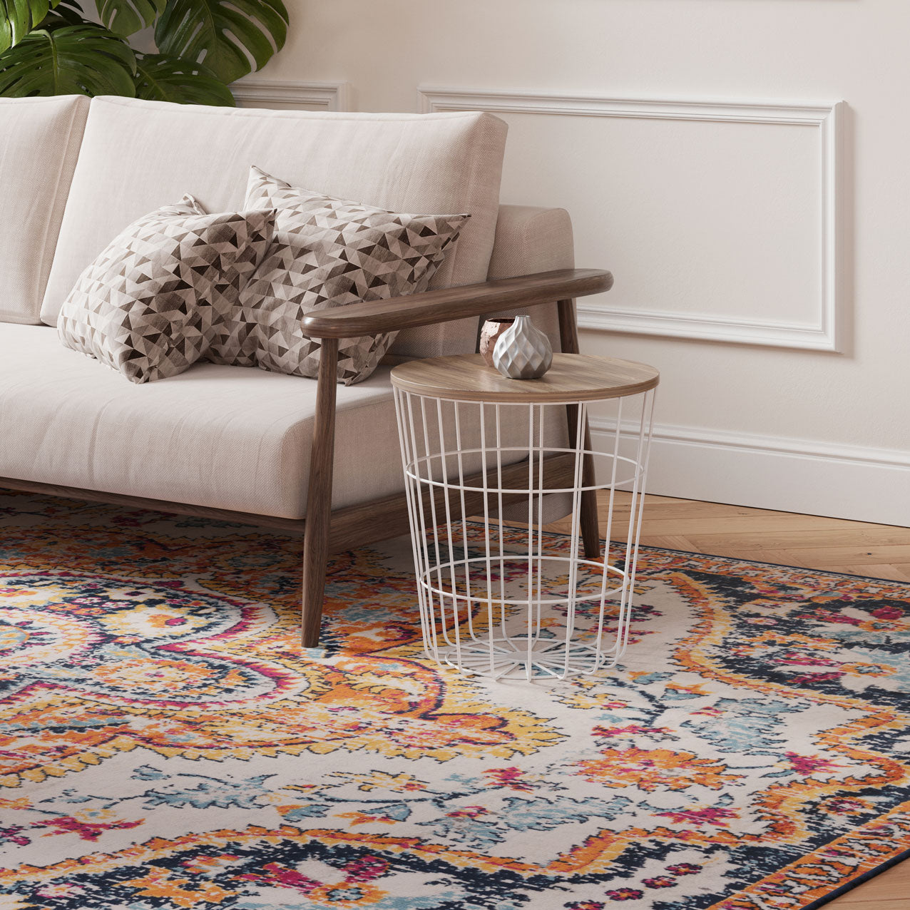 Multicolour Medallion Area Rug Living Room Rugs Kukoon Rugs Online