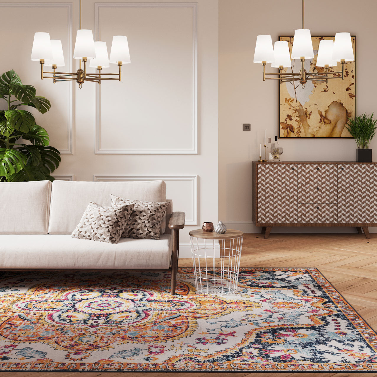 Multicolour Medallion Area Rug