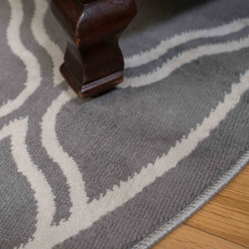 Circle Round Dark Grey Trellis Living Room Rug