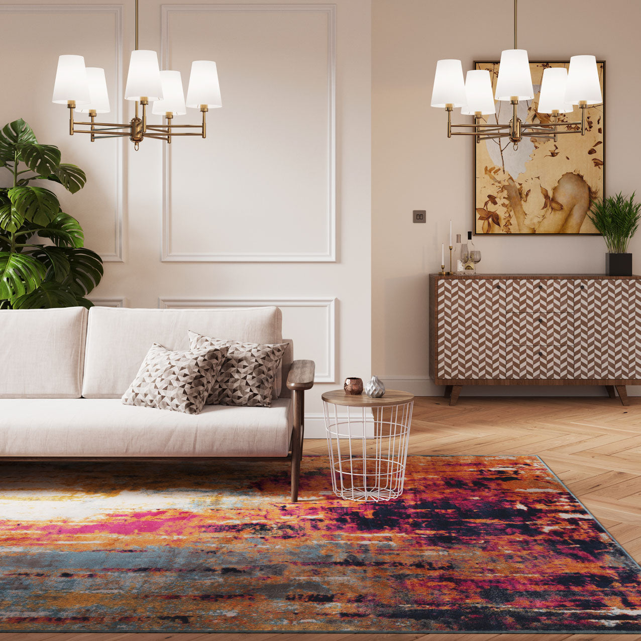 Colourful Paint Abstract Area Rug