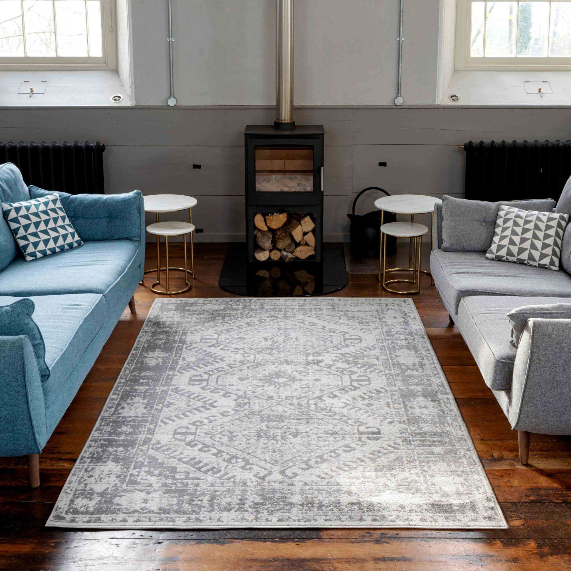 Grey Distressed Vintage Large Living Room Rugs