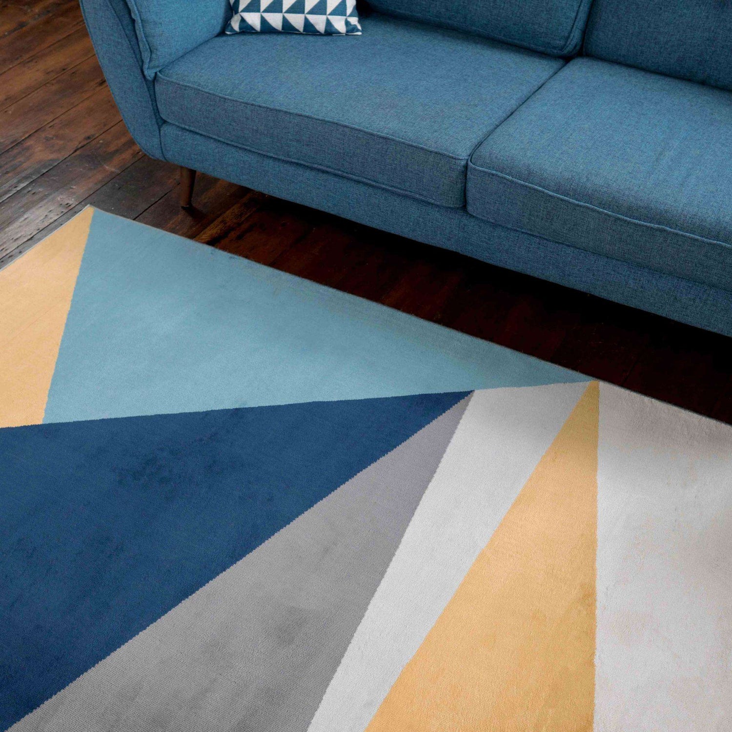 Blue Yellow Pastel Abstract Large Living Room Rugs