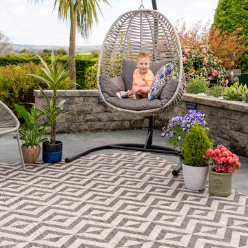 Charcoal Geometric Indoor Outdoor Rug - Rapture