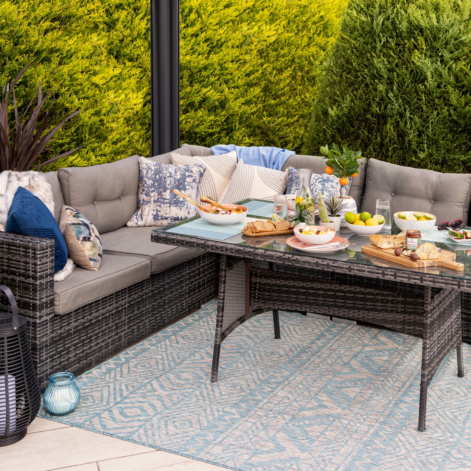 Light Blue Flatweave Indoor Outdoor Rug - Ruskin