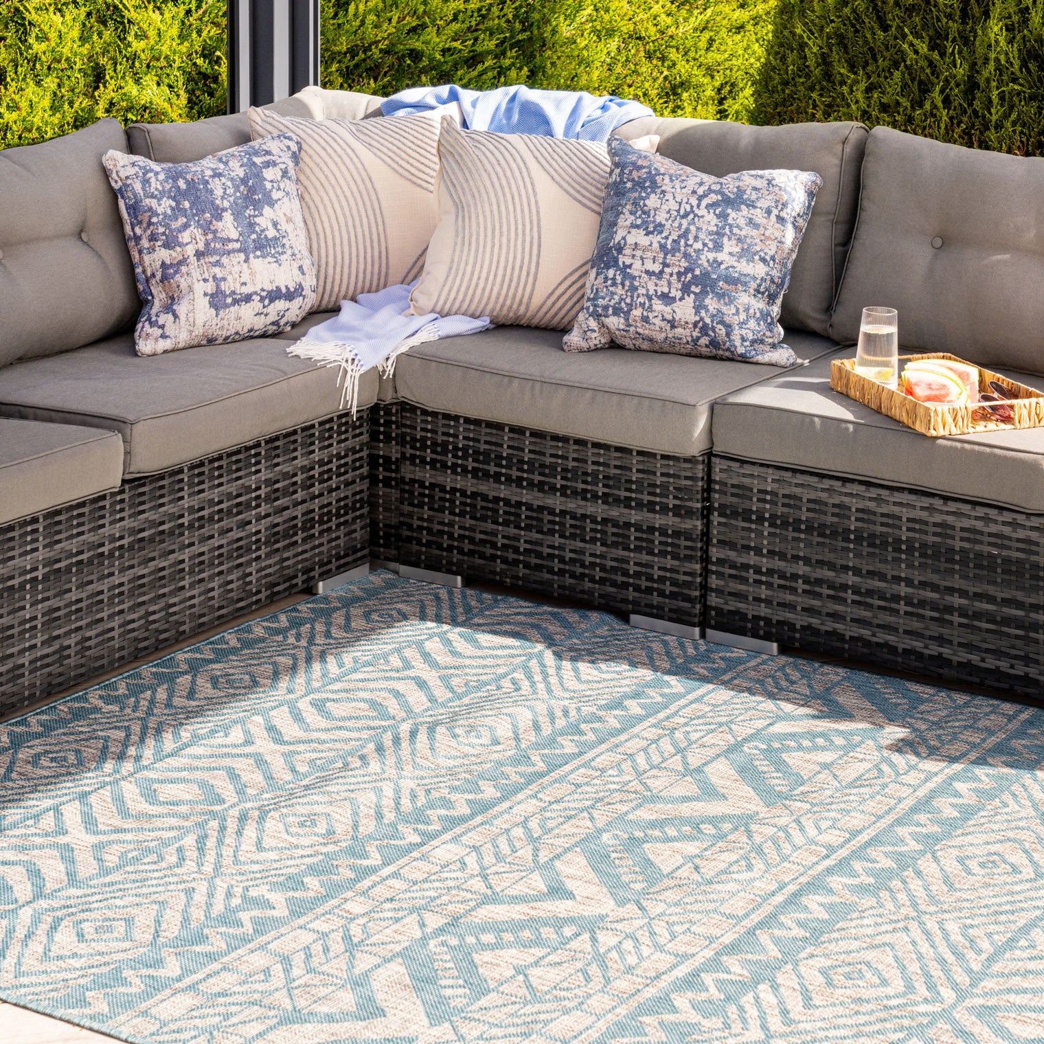 Light Blue Flatweave Indoor Outdoor Rug - Ruskin | Living Room Rugs ...