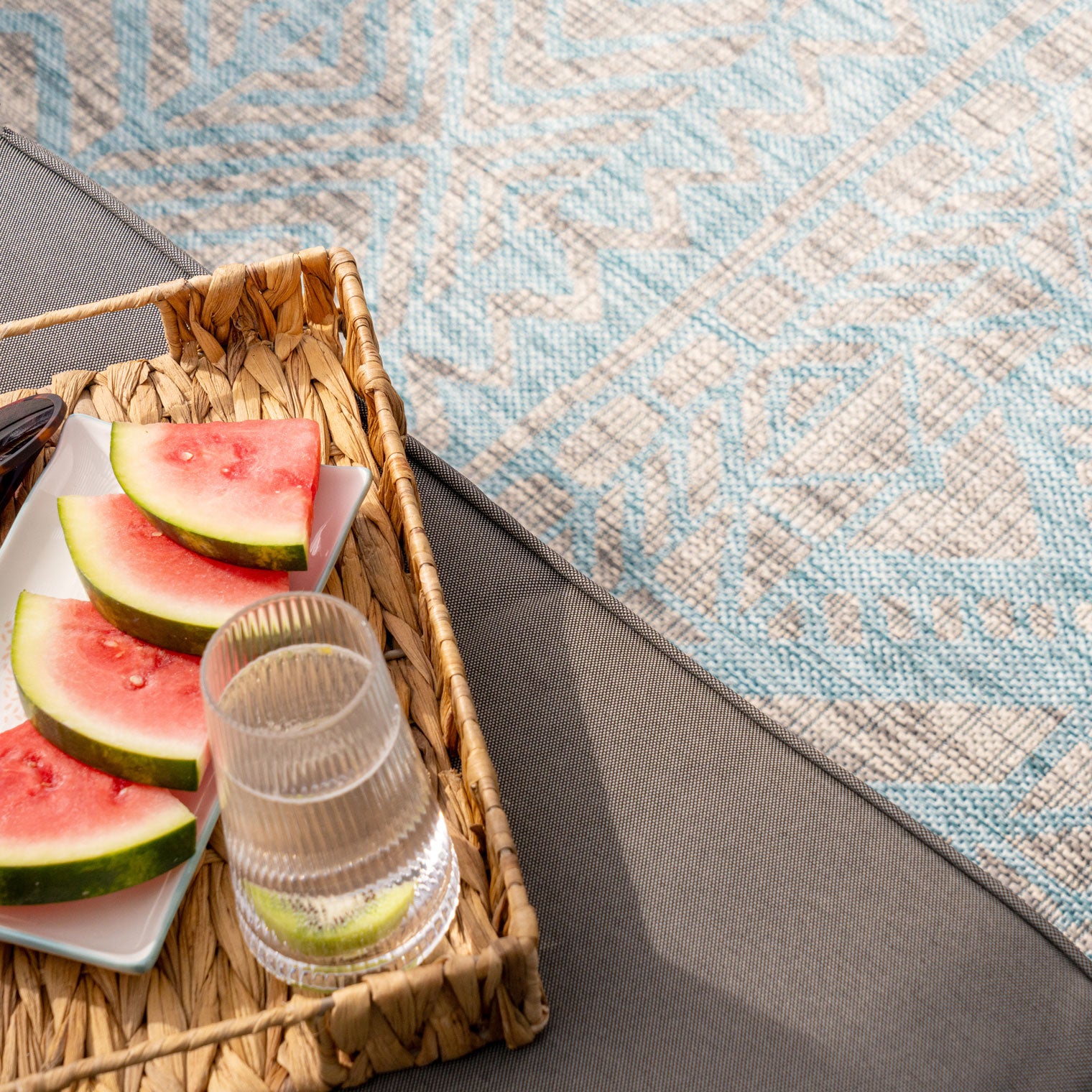 Light Blue Flatweave Indoor Outdoor Rug - Ruskin