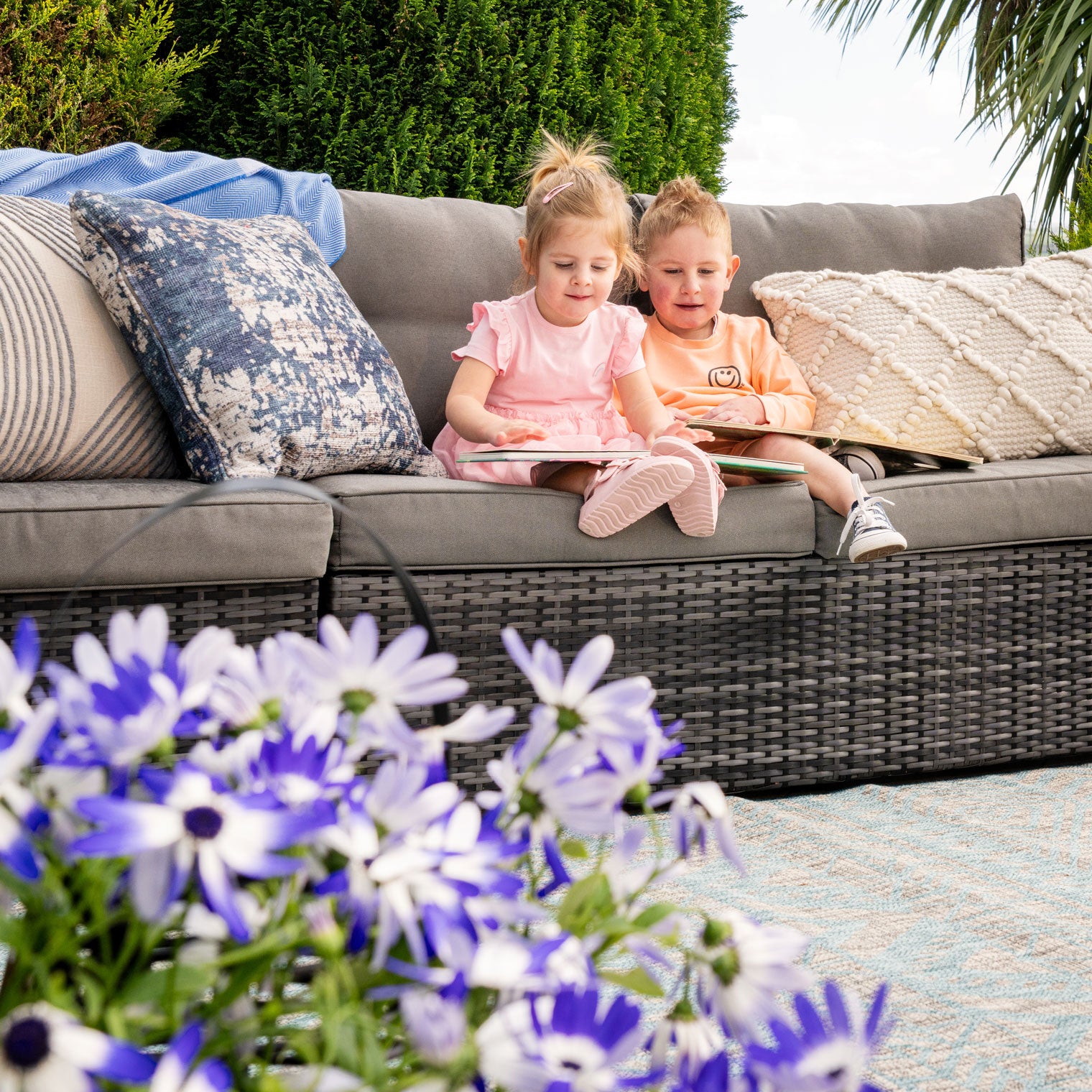 Light Blue Flatweave Indoor Outdoor Rug - Ruskin