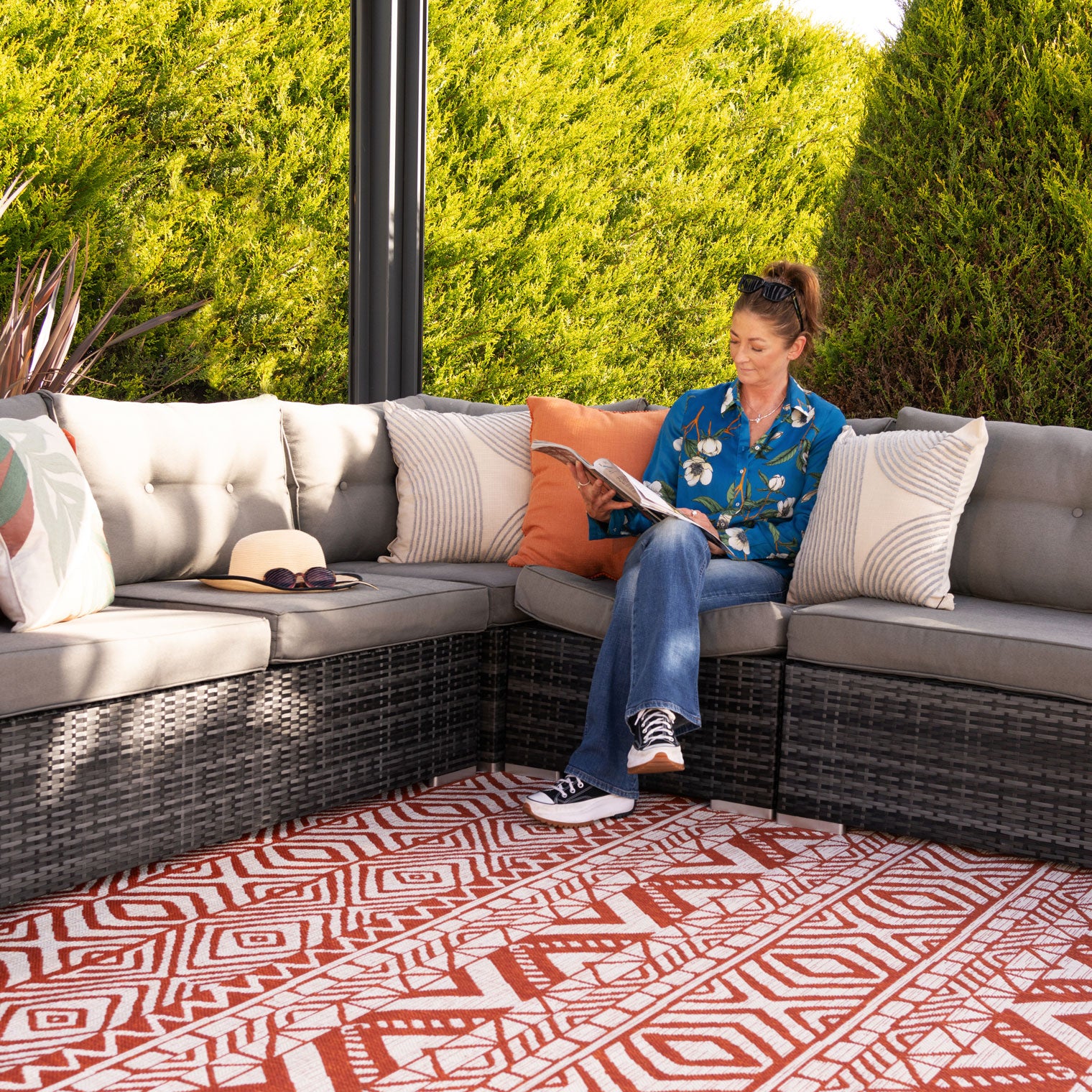 Dark Terra Flatweave Indoor Outdoor Rug - Ruskin