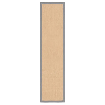 Grey Cotton Border Natural Hallway Jute Runner