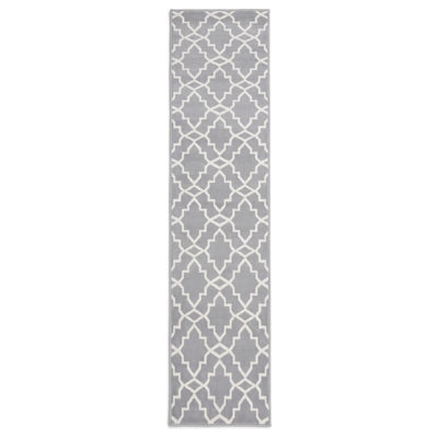 Grey Trellis Hallway Runner Rug