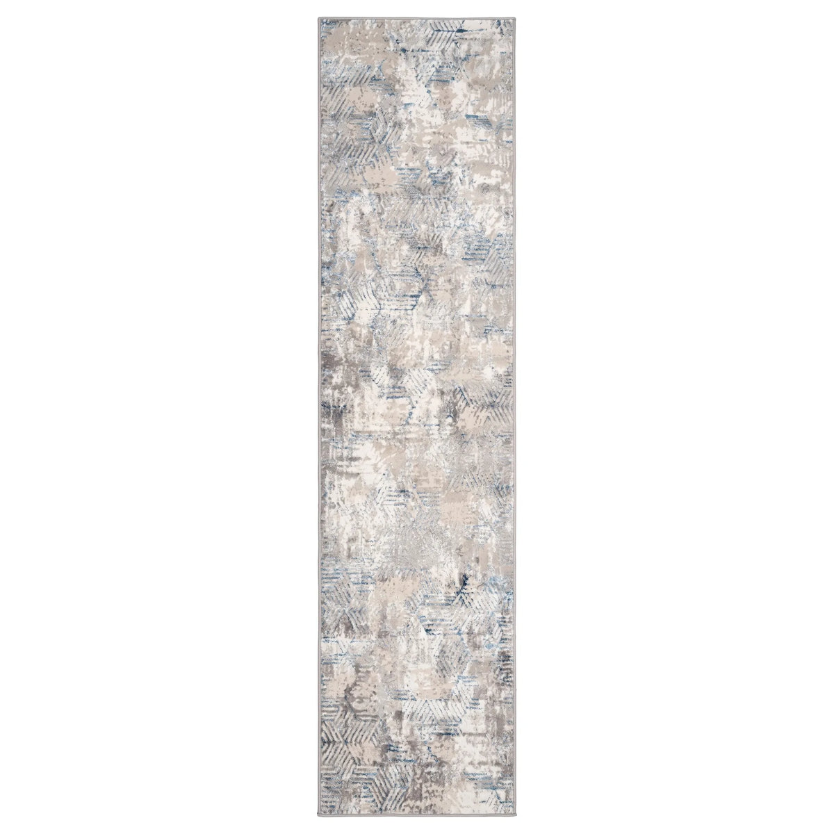 Modern Blue Abstract Geometric Hall Runner Rugs