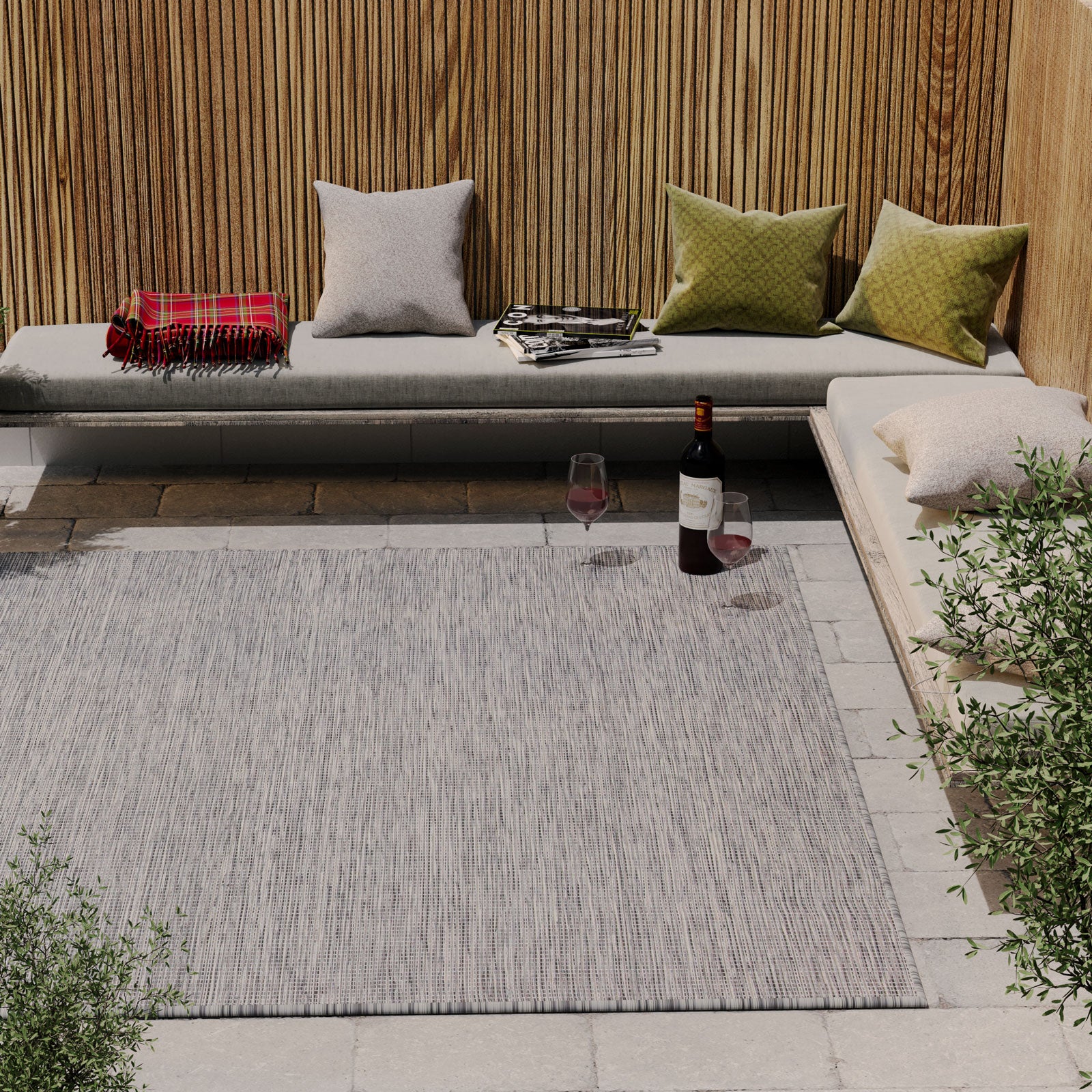 Grey Mottled Outdoor Rug - Patio