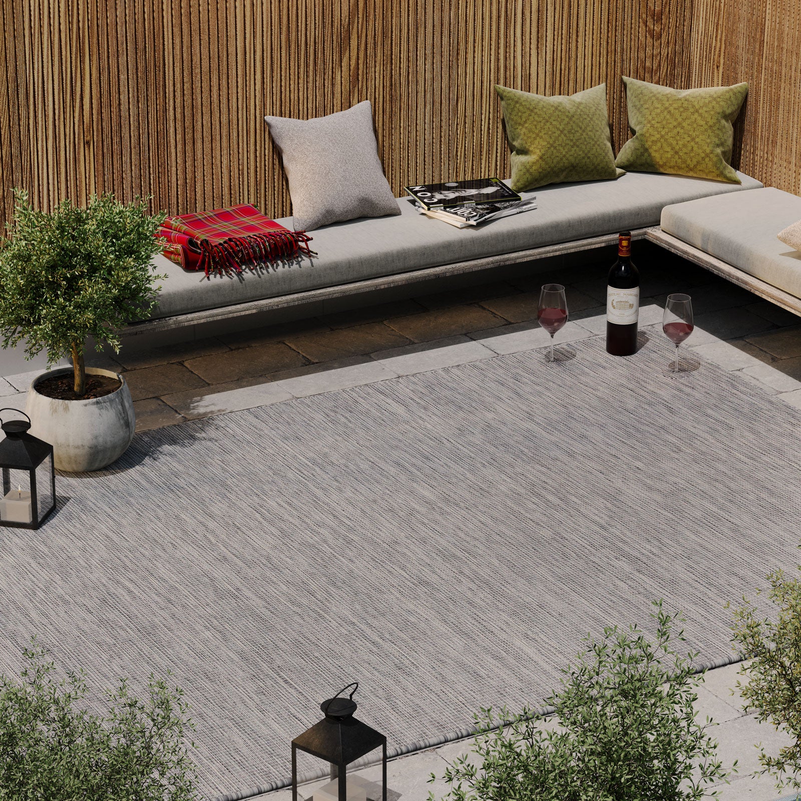 Grey Mottled Outdoor Rug - Patio