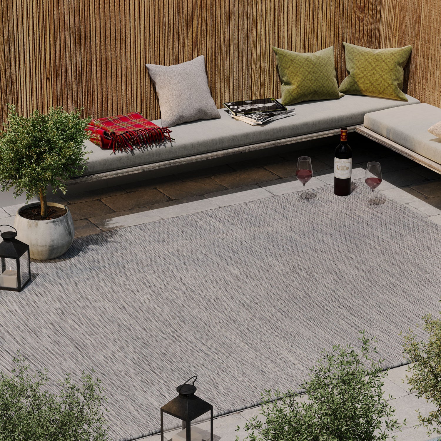 Grey Mottled Outdoor Rug - Patio | Living Room Rugs | Kukoon Rugs Online