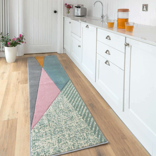 Multicoloured Pastel Abstract Runner Rug