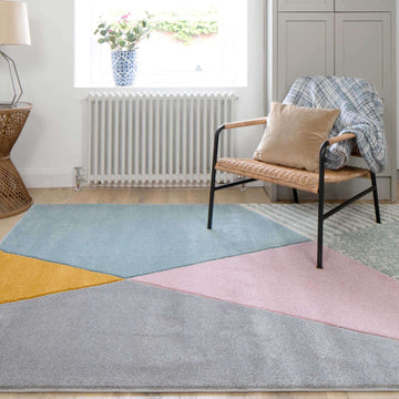 Multicoloured Pastel Abstract Area Rug