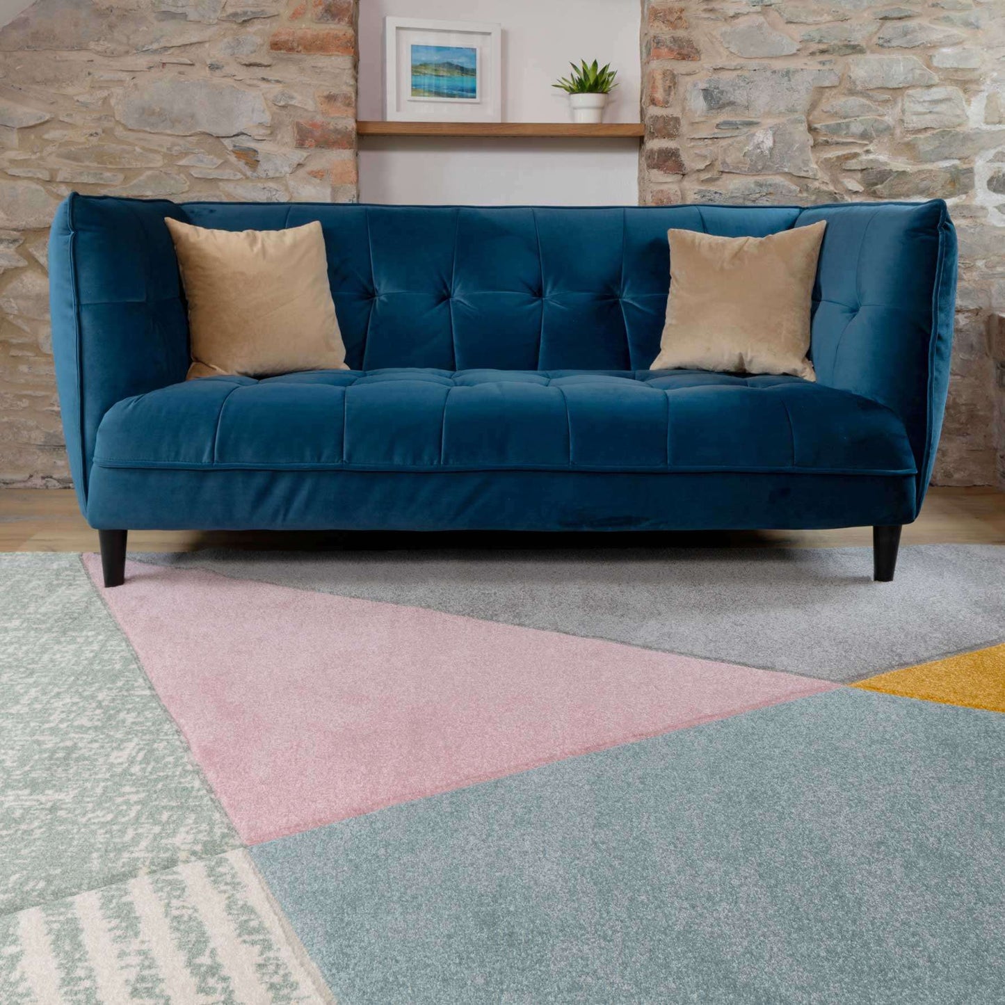 Multicoloured Pastel Abstract Area Rug | Living Room Rugs | Kukoon Rugs ...