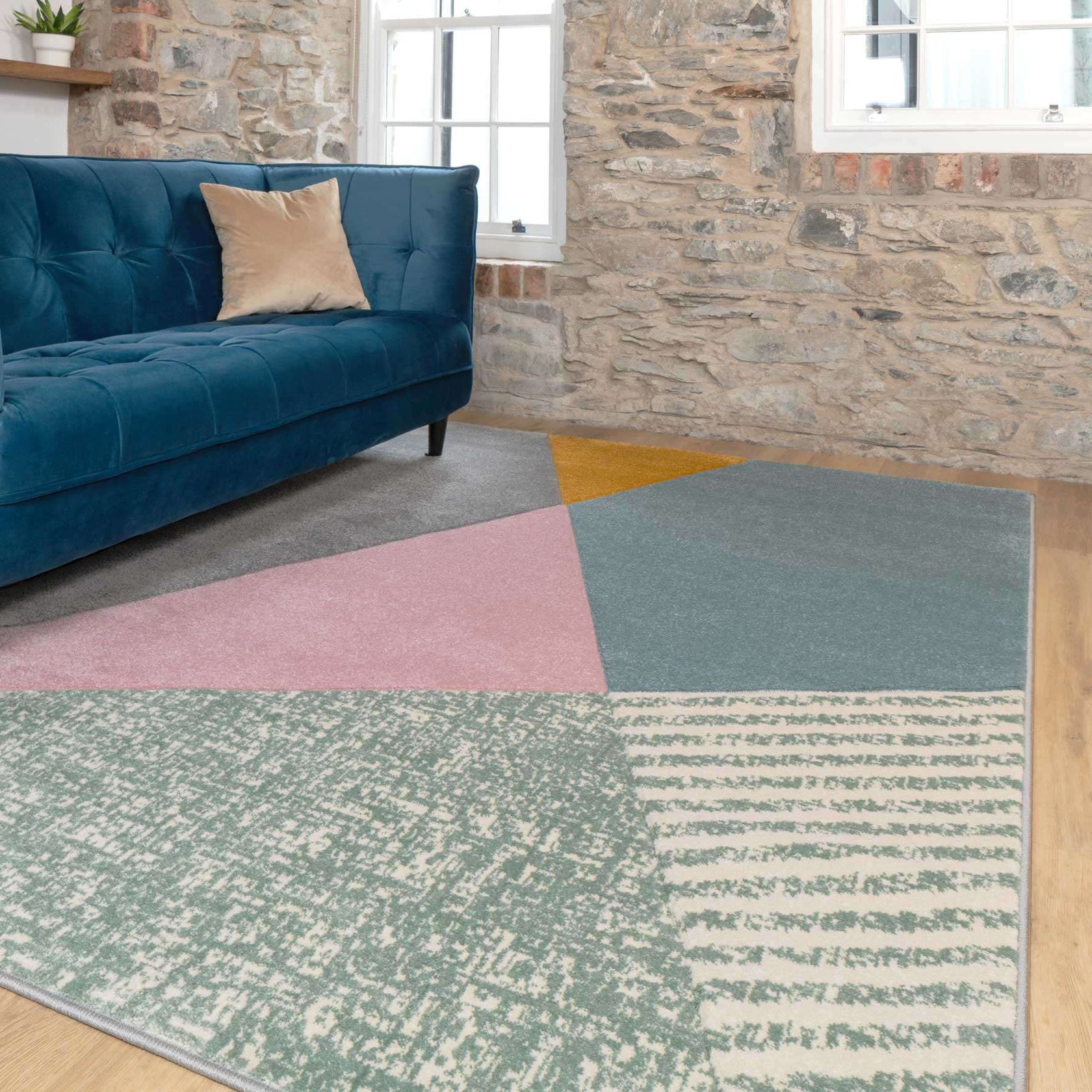 Multicoloured Pastel Abstract Area Rug | Living Room Rugs | Kukoon Rugs ...