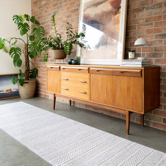 Washable Grey Bobbled Scandi Runner - Evie