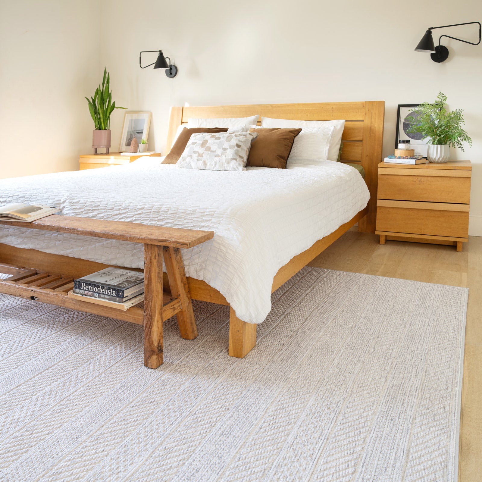 Washable Grey Bobbled Scandi Rug - Evie