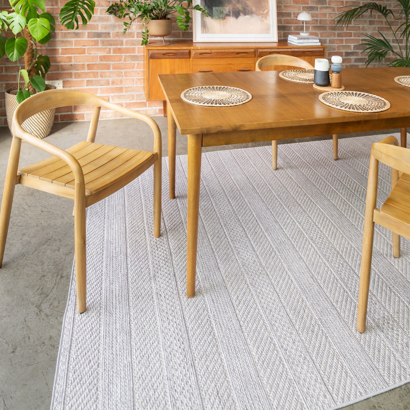 Washable Grey Bobbled Scandi Rug - Evie