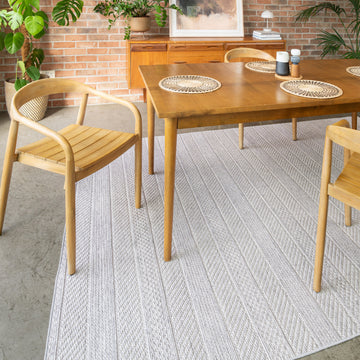 Washable Grey Bobbled Scandi Rug - Evie