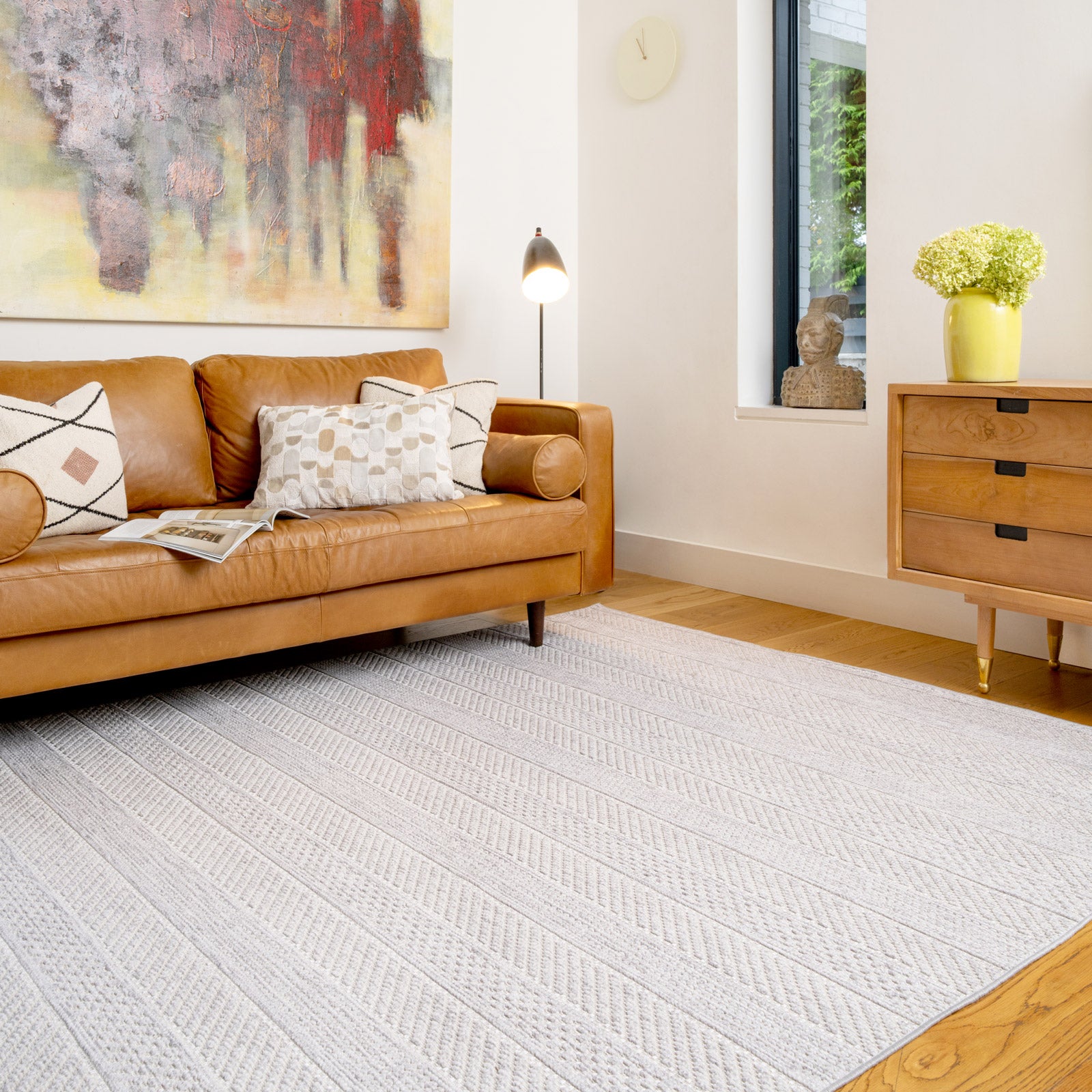 Washable Grey Bobbled Scandi Rug - Evie