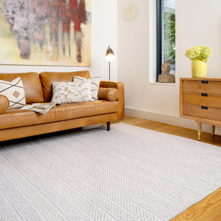 Washable Grey Bobbled Scandi Rug - Evie