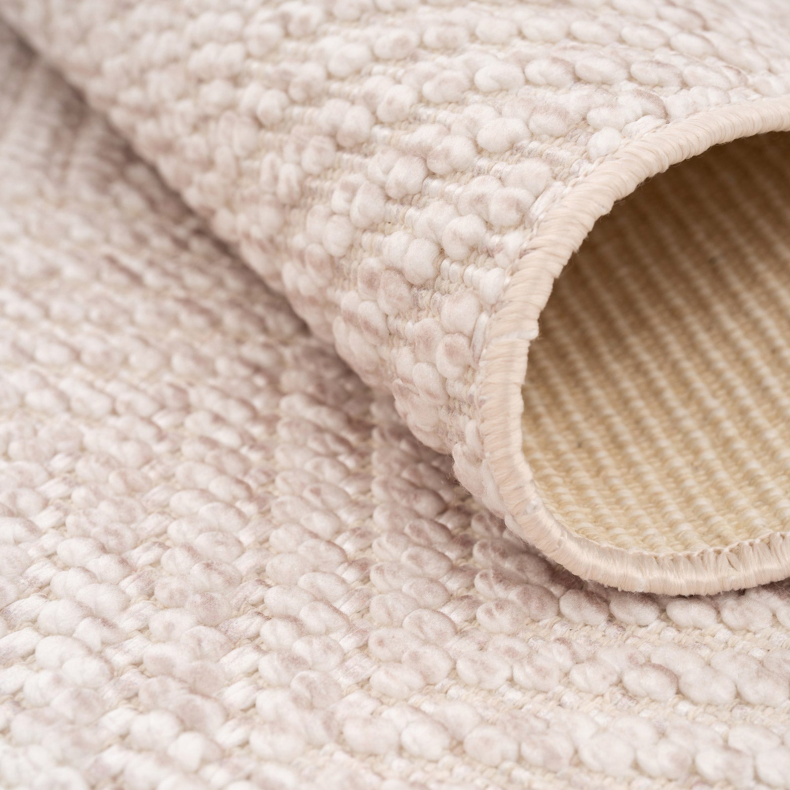 Washable Bobbled Beige Chevron Rug - Kate