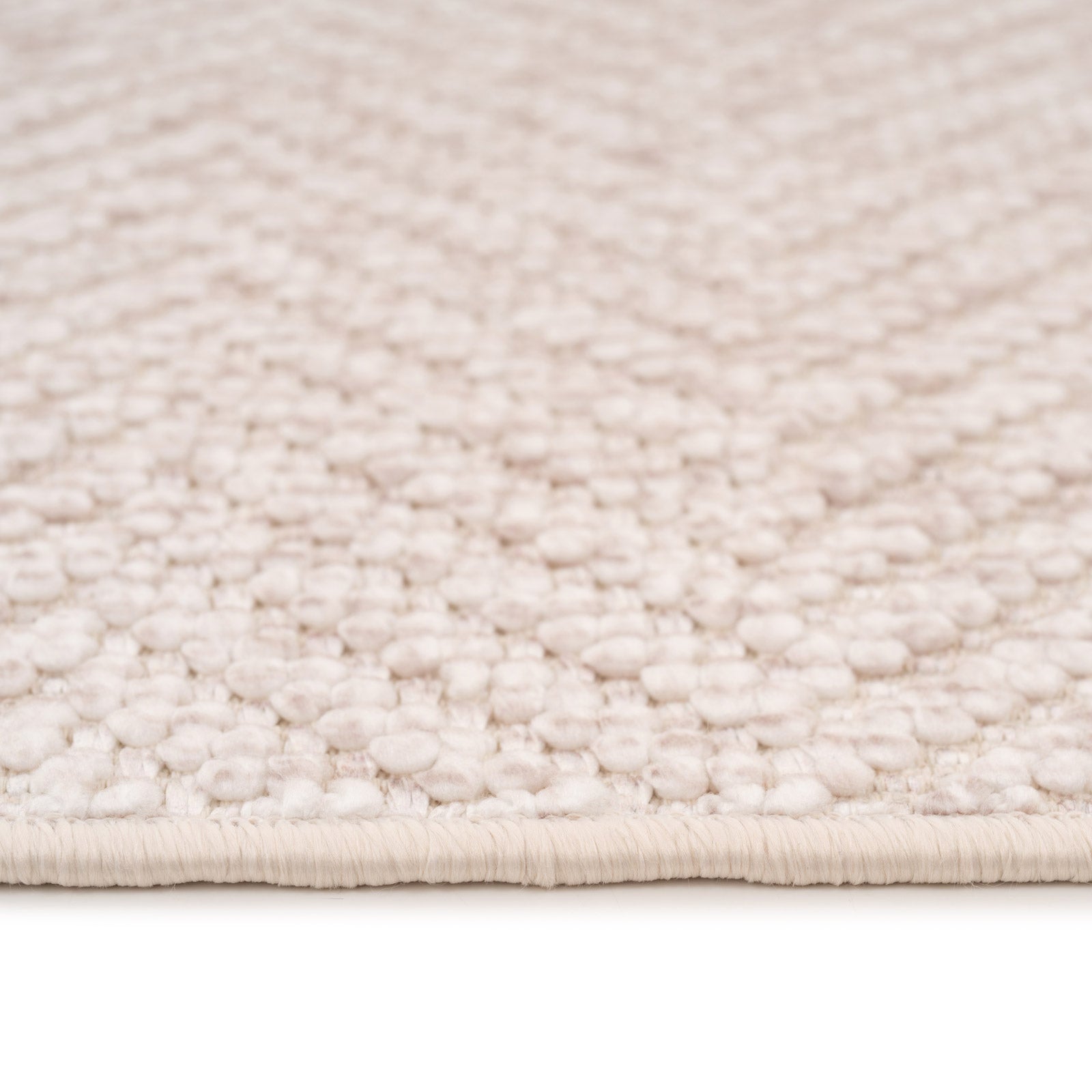 Washable Bobbled Beige Chevron Rug - Kate