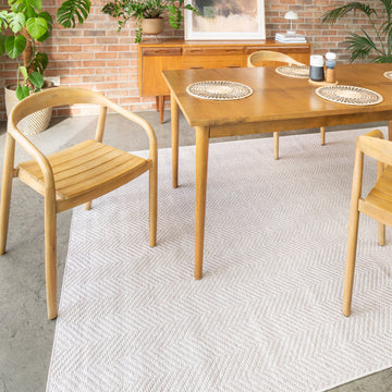 Washable Bobbled Beige Chevron Rug - Kate