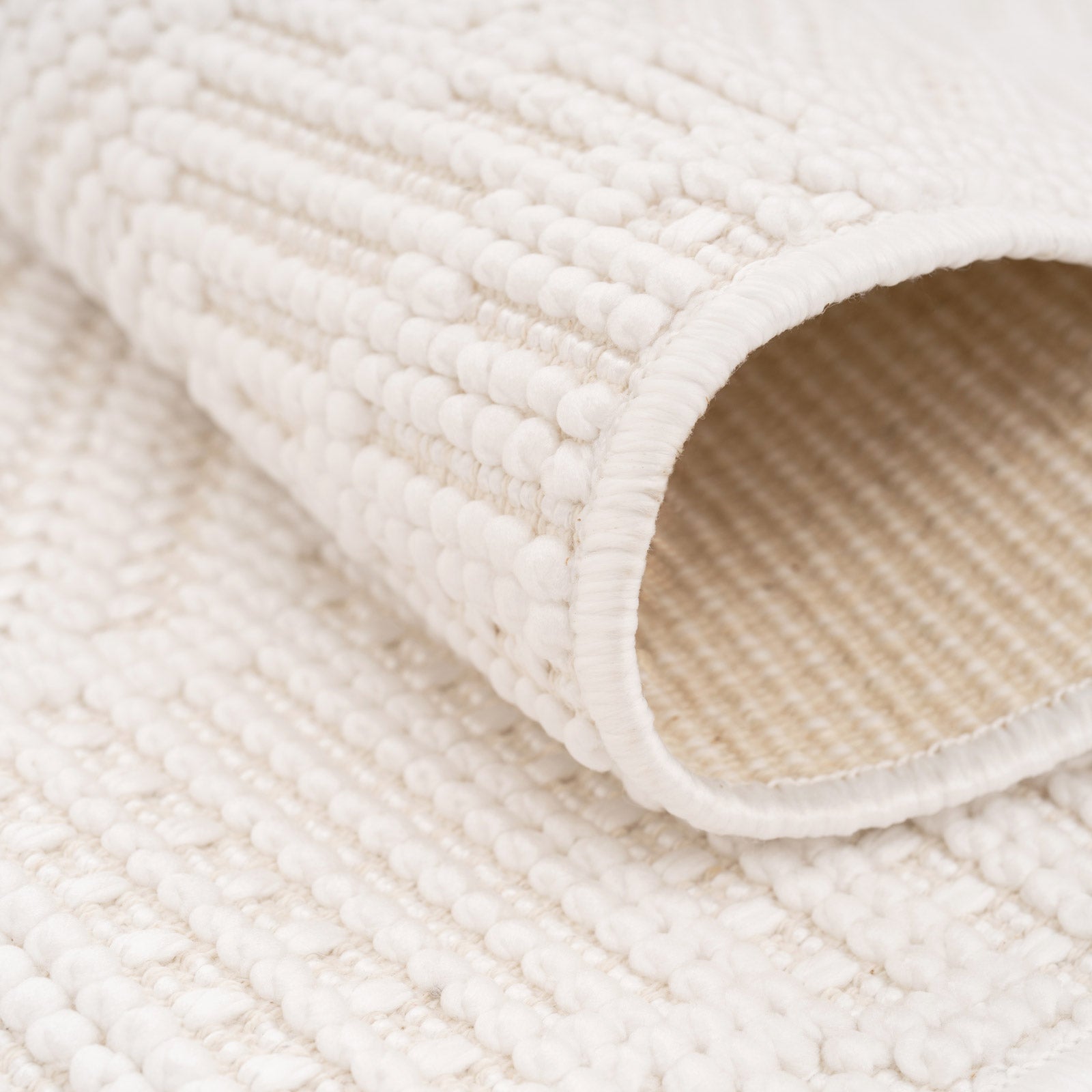 Washable Bobbled Cream Diamond Rug - Leah