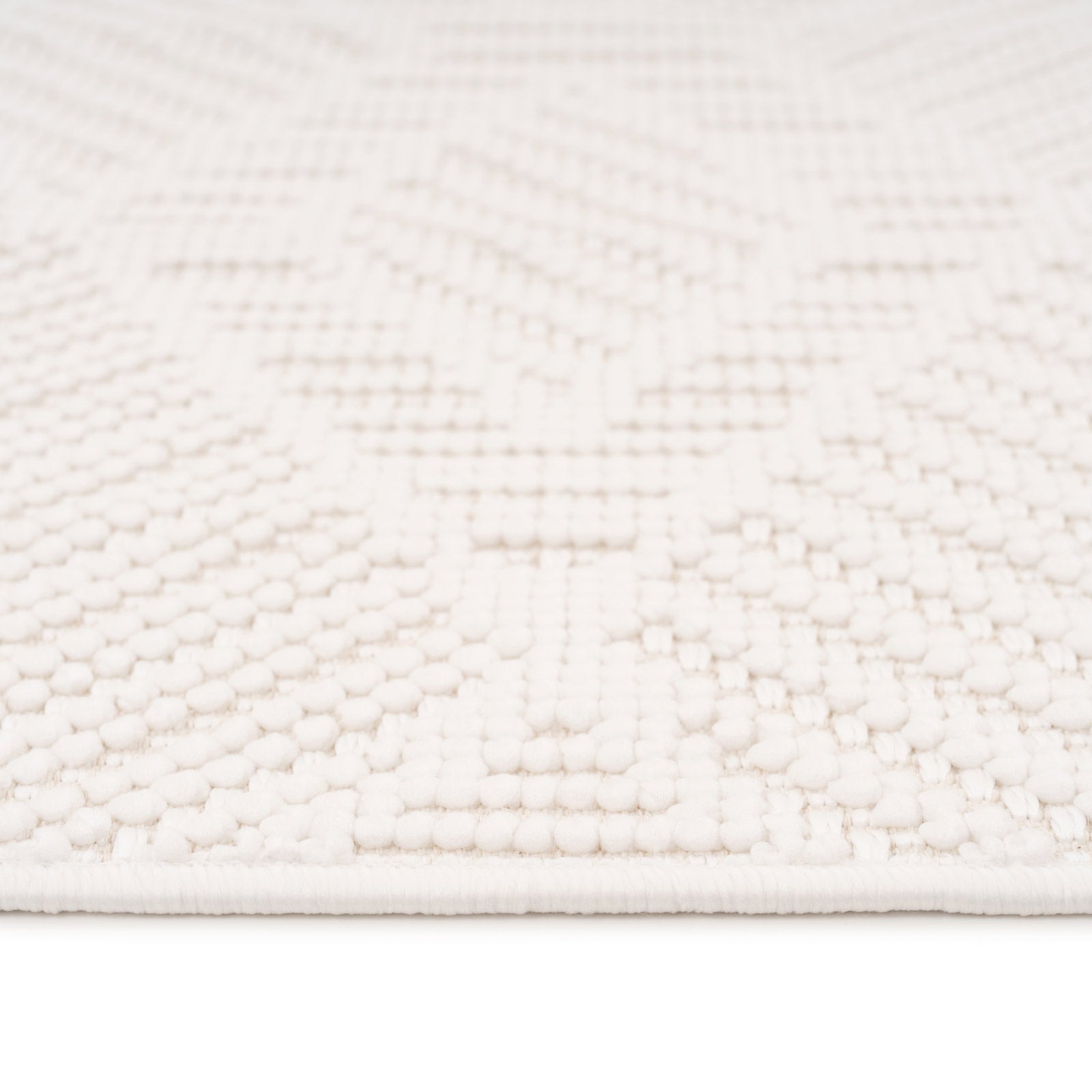 Washable Bobbled Cream Diamond Rug - Leah