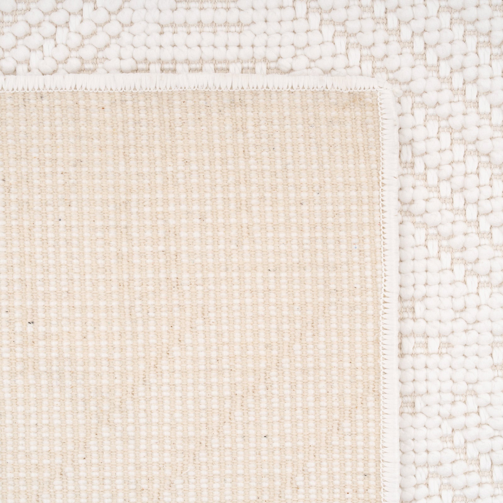 Washable Bobbled Cream Diamond Rug - Leah