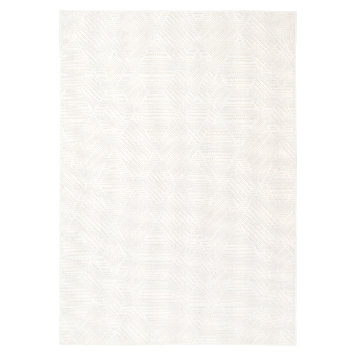Washable Bobbled Cream Diamond Rug - Leah