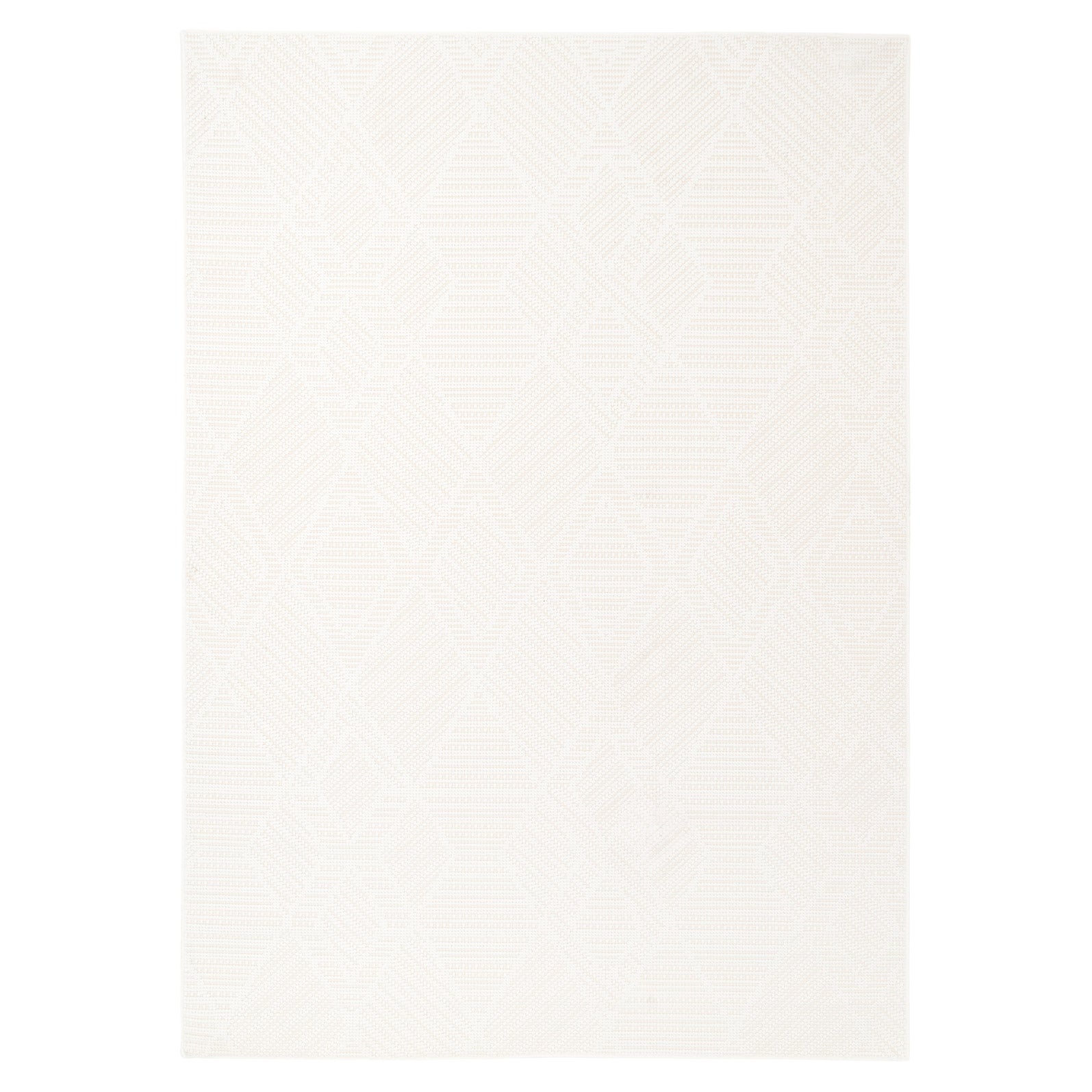Washable Bobbled Cream Diamond Rug - Leah