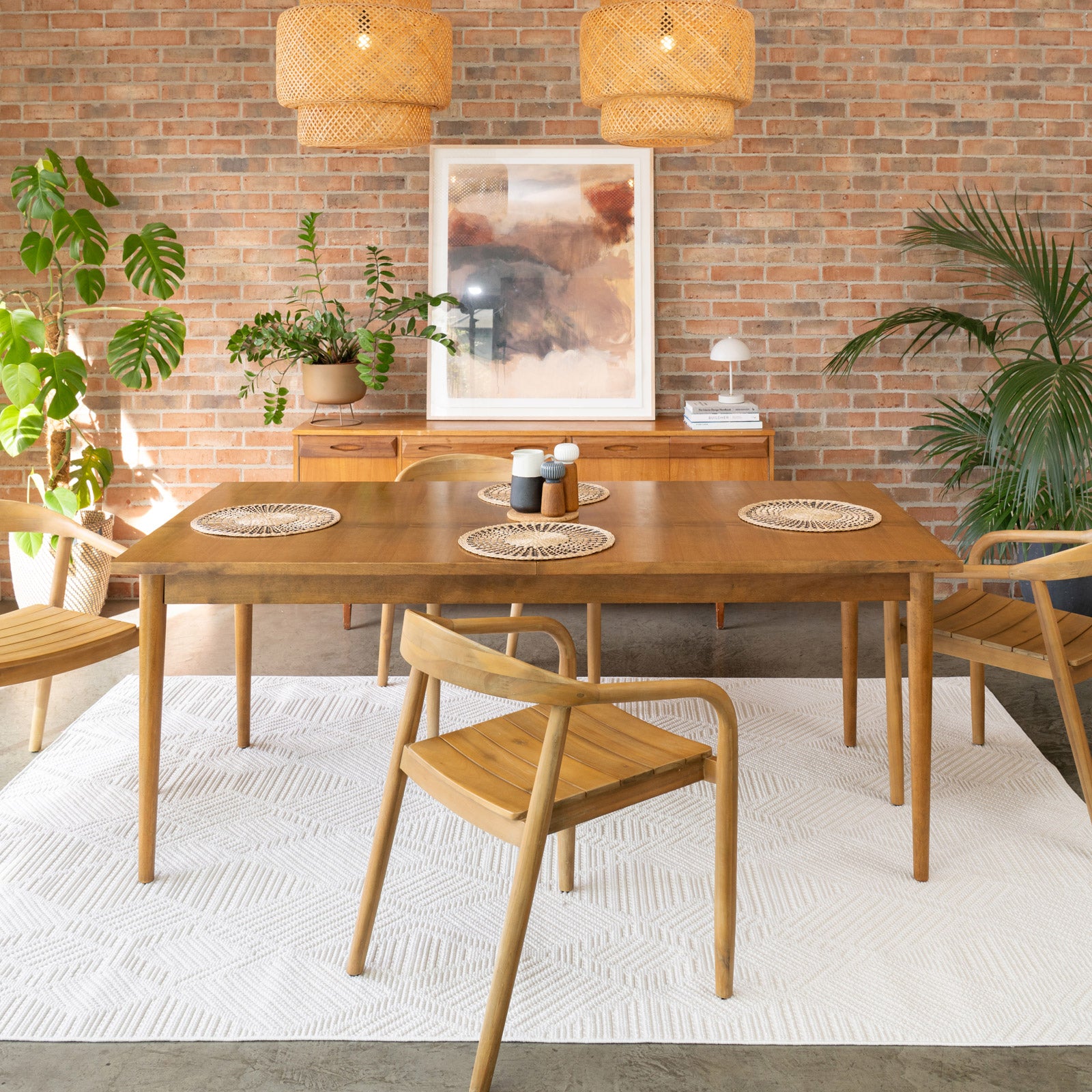 Washable Bobbled Cream Diamond Rug - Leah