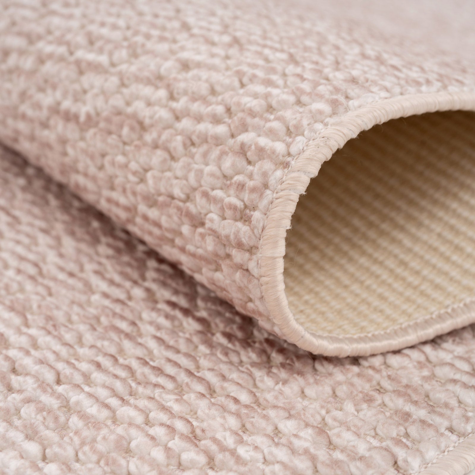 Washable Bobbled Beige Chic Rug - Lucy