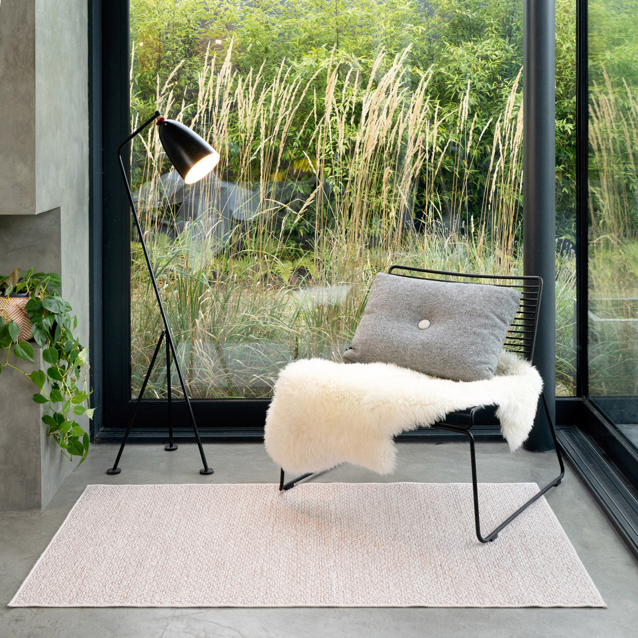 Washable Bobbled Beige Chic Rug - Lucy