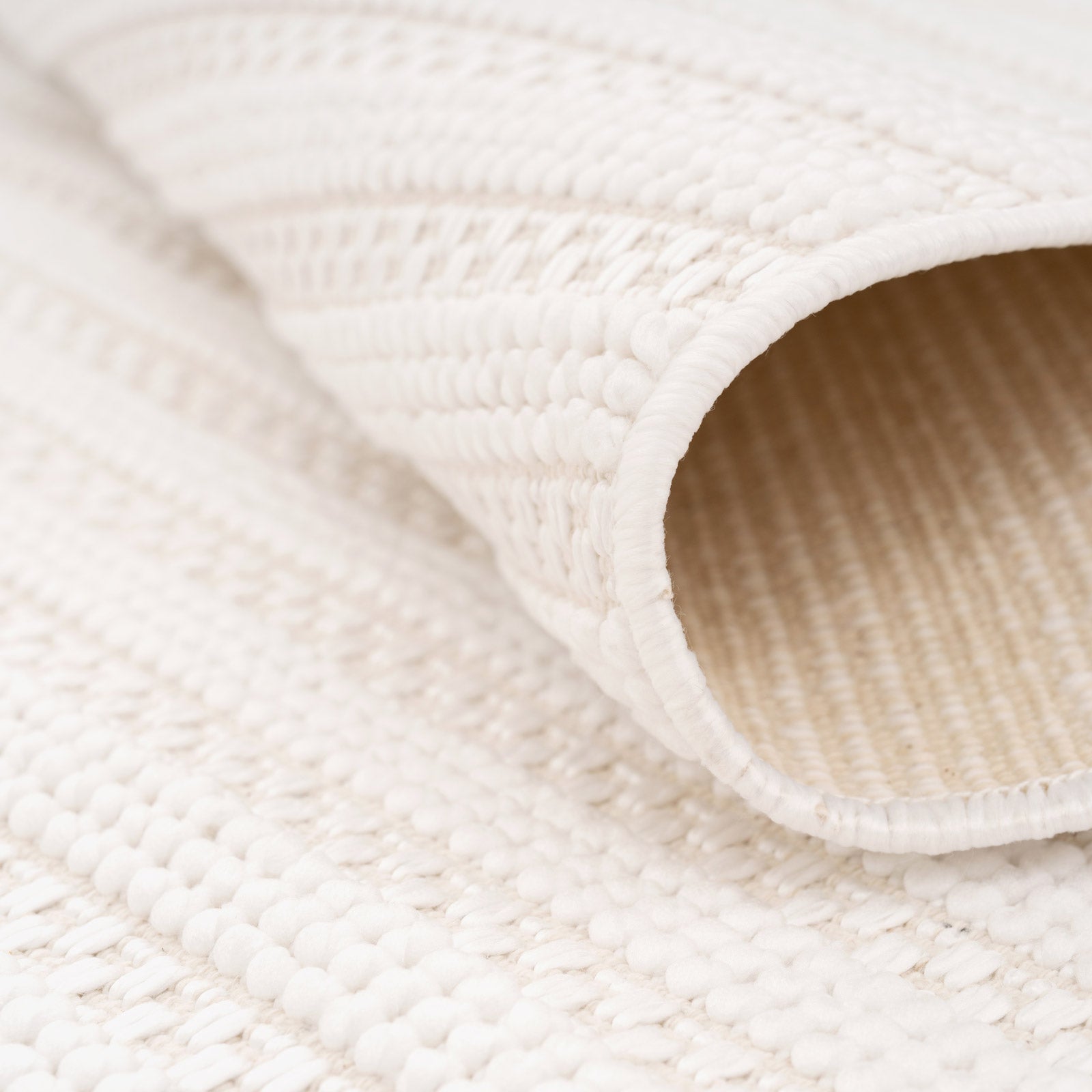 Washable Bobbled Cream Scandi Rug - Olivia