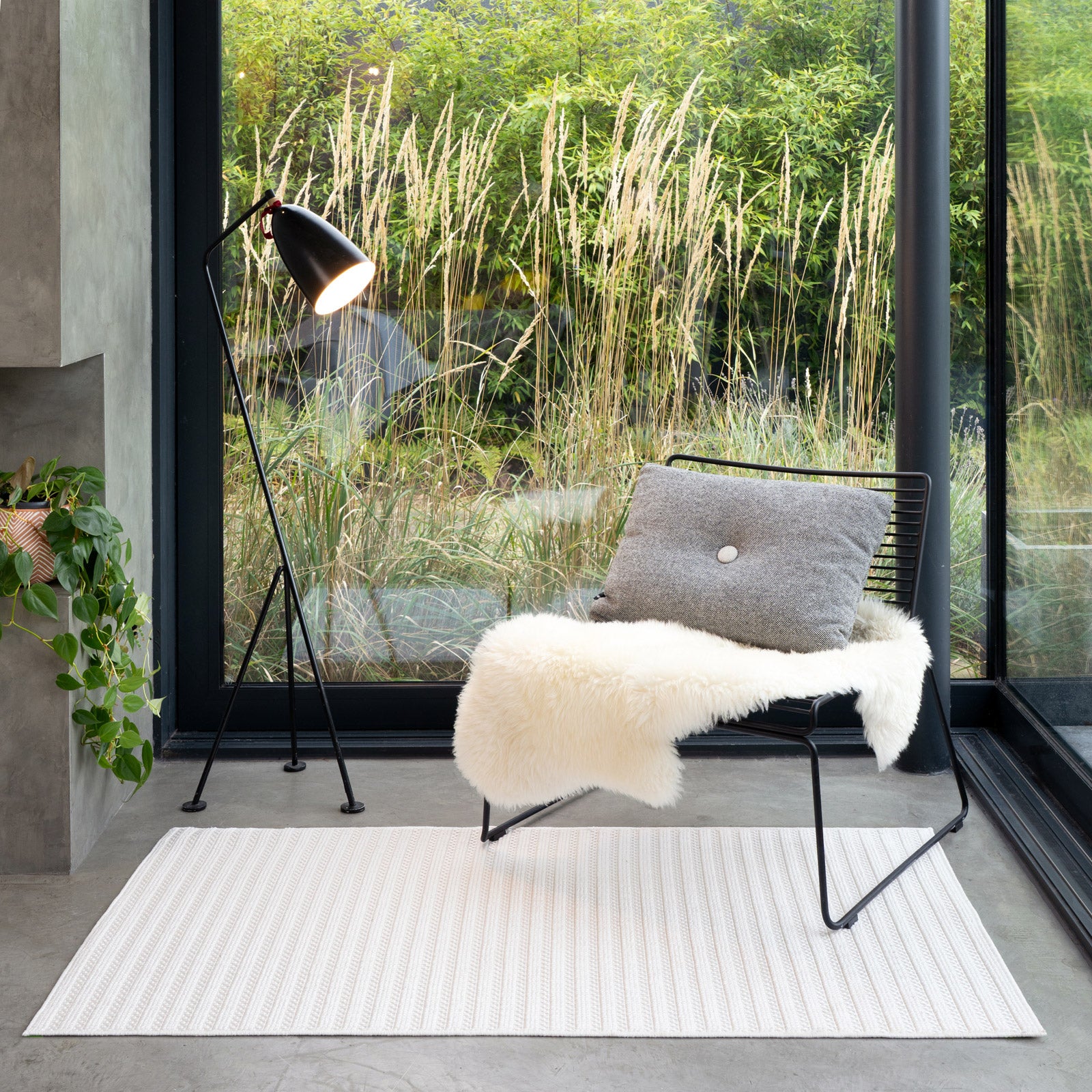 Washable Bobbled Cream Scandi Rug - Olivia