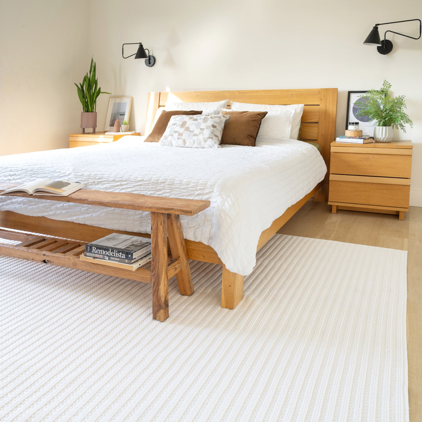 Washable Bobbled Cream Scandi Rug - Olivia