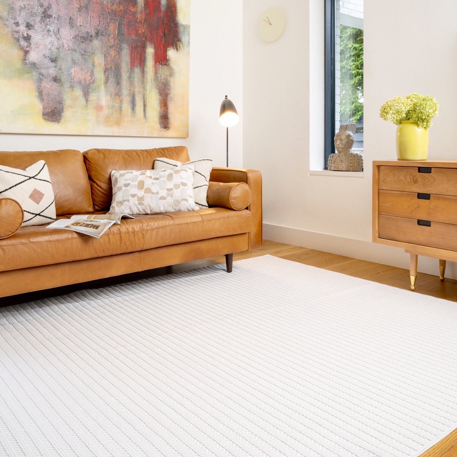 Washable Bobbled Cream Scandi Rug - Olivia