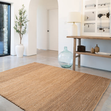 Natural Handwoven Brown Jute Border Rug - Alma