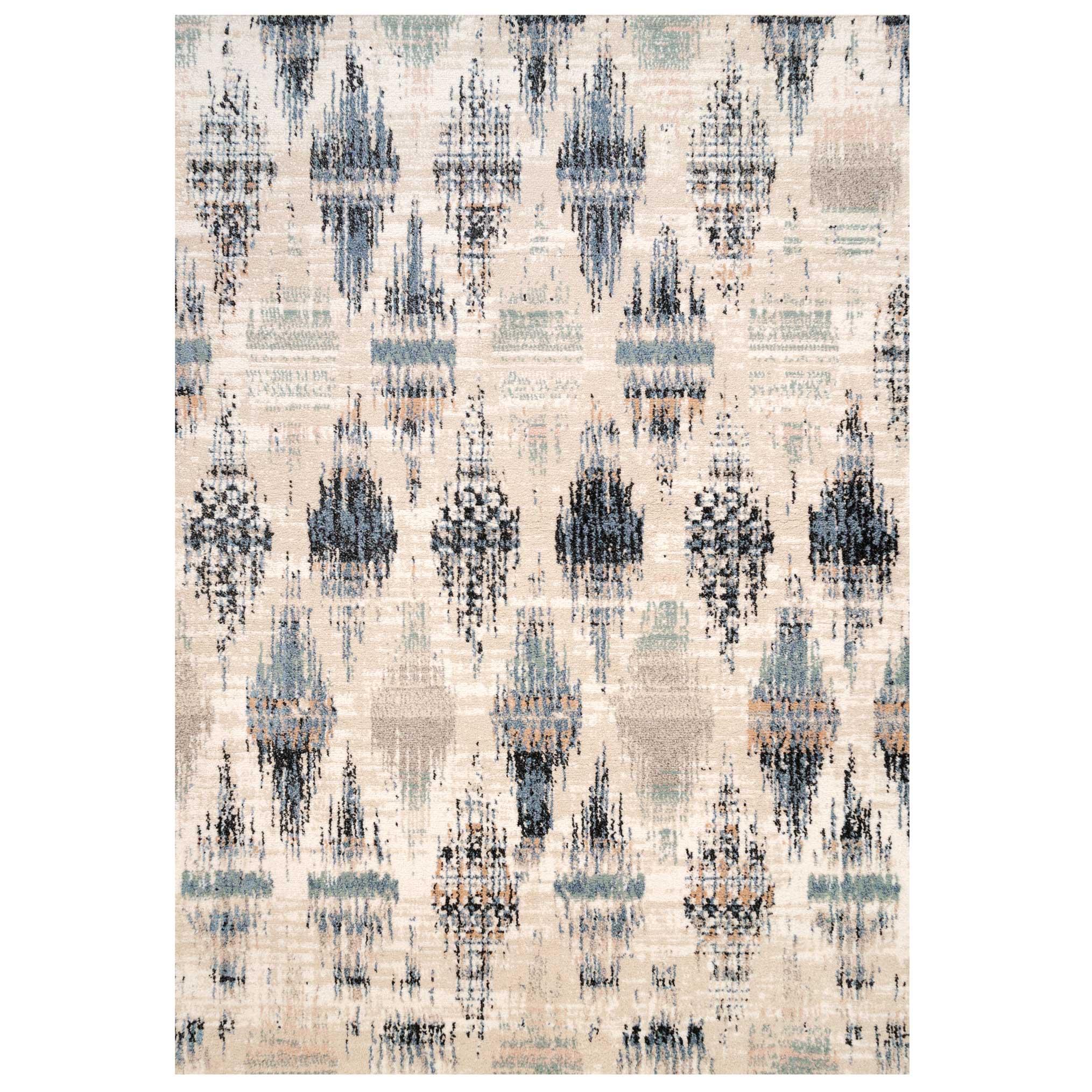 Blue Mottled Trellis Living Room Rug