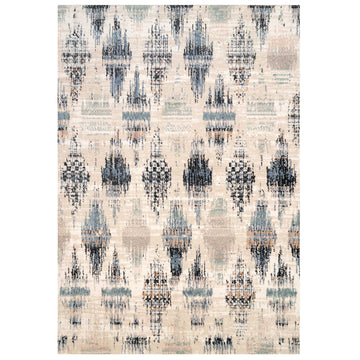 Blue Mottled Trellis Living Room Rug