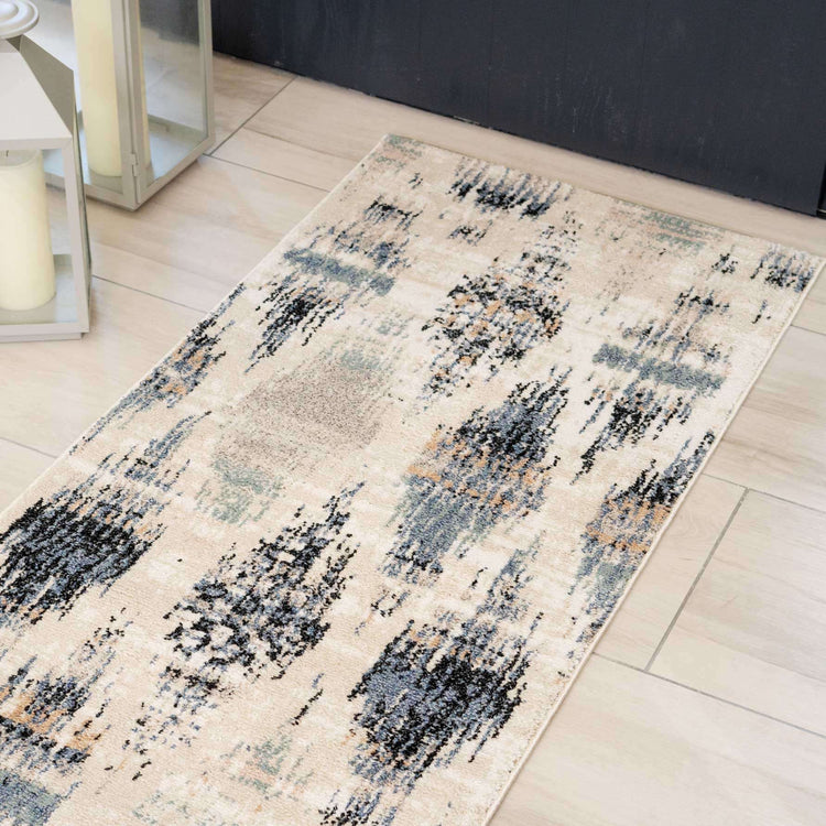 Blue Mottled Trellis Living Room Rug
