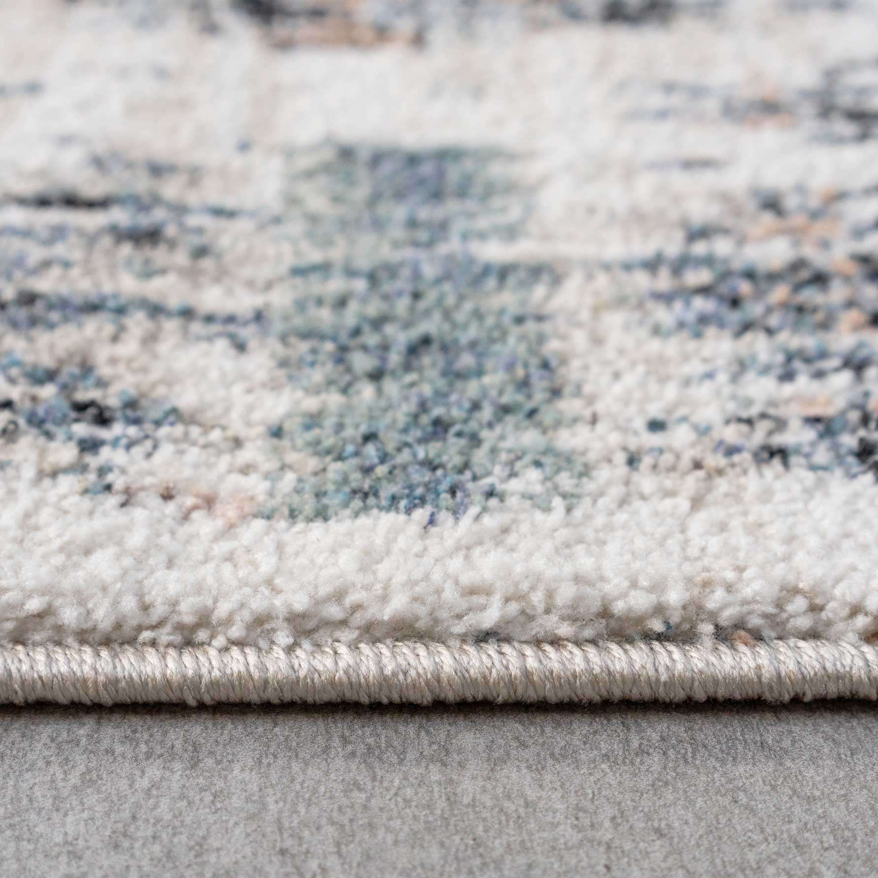 Blue Mottled Trellis Living Room Rug