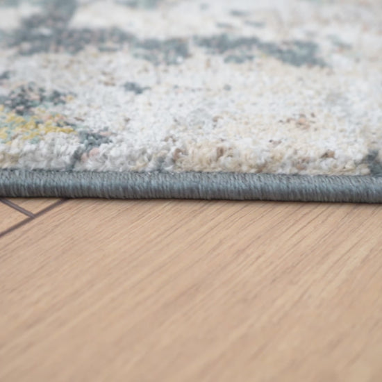 Soft Modern Blue Grey Painted Canvas Effect Rugs Artist Living Room